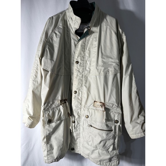 London Fog Other - London Fog Mens Field Jacket Cream XL Long Quilted Lining Full Zip Utility Coat